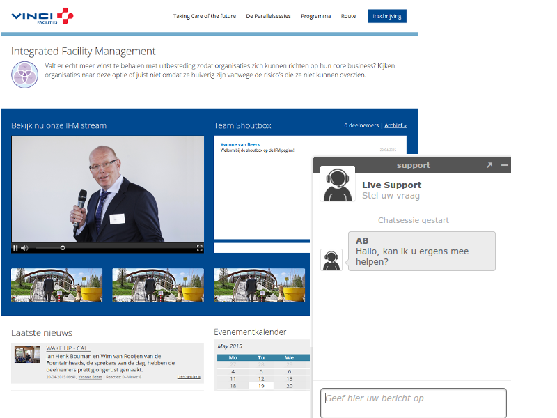 Webcasting, video, chat en fileshare web apps